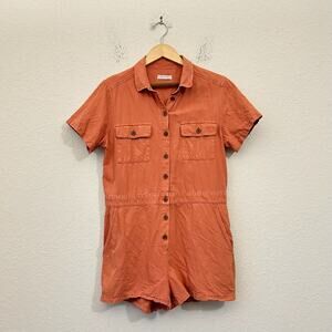 OUTERKNOWN Romper Terracotta Chambray Short Sleeve Playsuit Utility